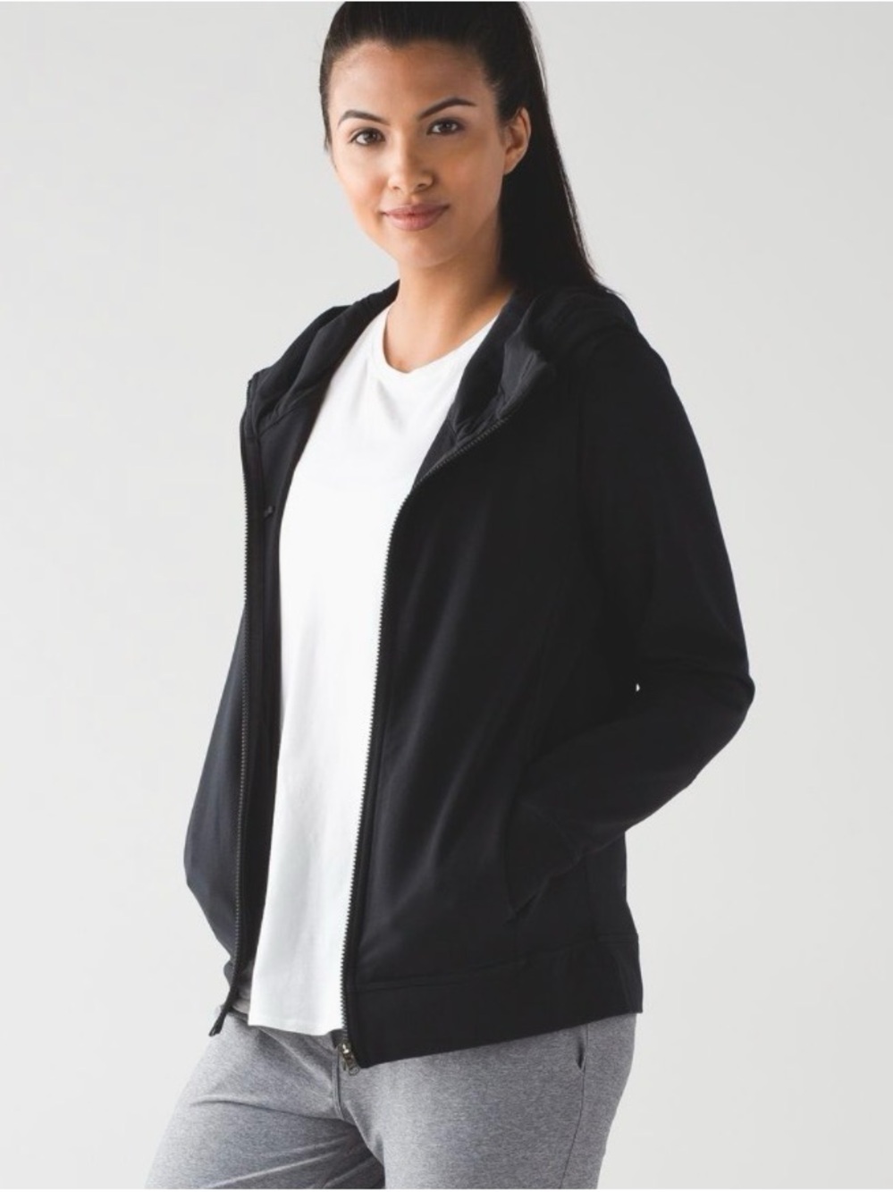 Lululemon Black Belle Full-Zip Hoodie Mesh Back Size 2